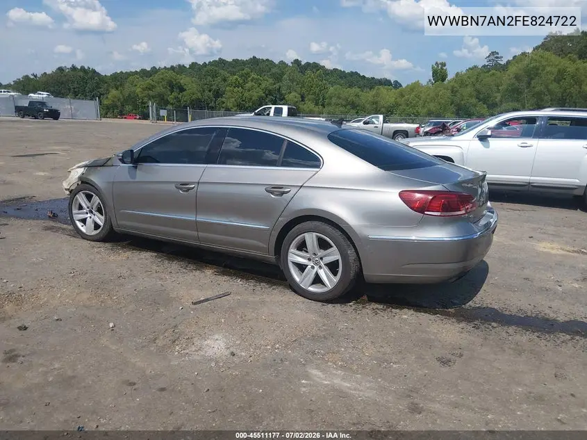 2015 Volkswagen Cc 2.0T Sport VIN: WVWBN7AN2FE824722 Lot: 45511177