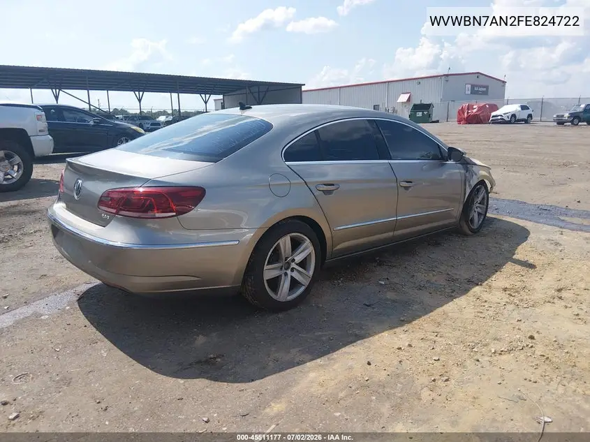2015 Volkswagen Cc 2.0T Sport VIN: WVWBN7AN2FE824722 Lot: 45511177