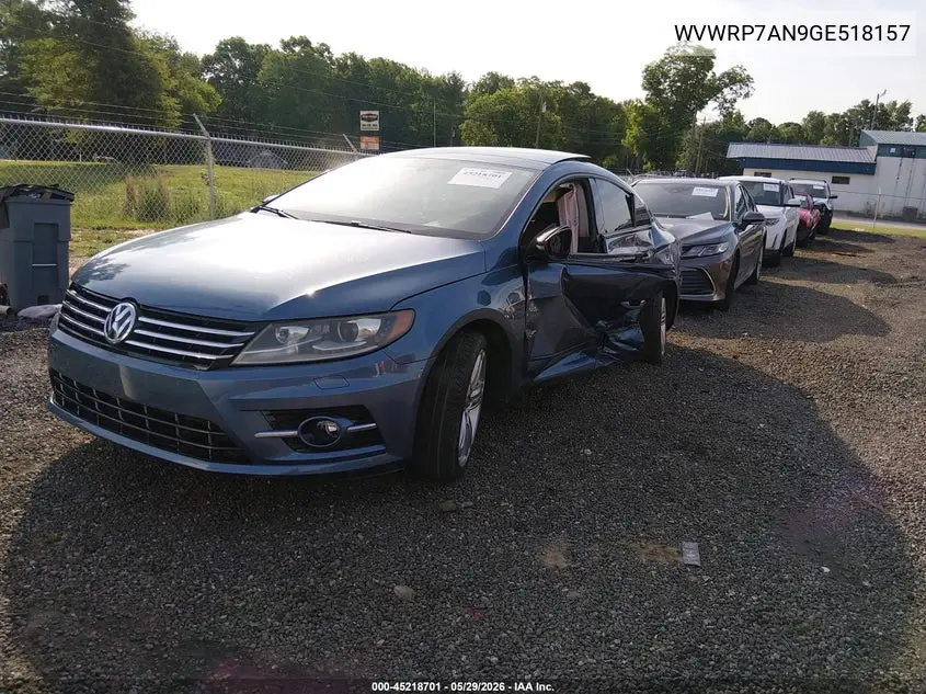 2016 Volkswagen Cc 2.0T R-Line Executive VIN: WVWRP7AN9GE518157 Lot: 45218701