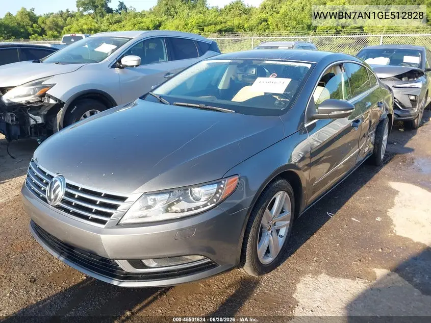 2016 Volkswagen Cc 2.0T Sport VIN: WVWBN7AN1GE512828 Lot: 45501624
