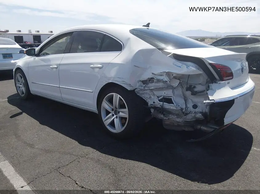 2017 Volkswagen Cc 2.0T Sport VIN: WVWKP7AN3HE500594 Lot: 45266674
