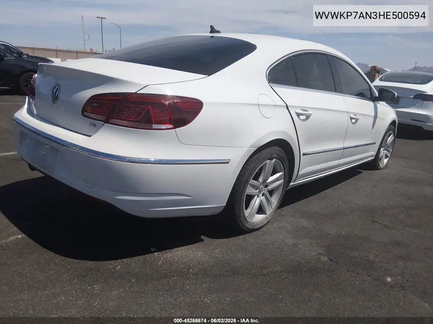 2017 Volkswagen Cc 2.0T Sport VIN: WVWKP7AN3HE500594 Lot: 45266674