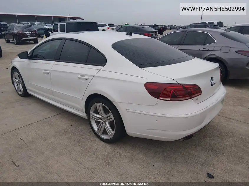2017 Volkswagen Cc 2.0T R-Line Executive VIN: WVWFP7AN5HE502994 Lot: 45632453