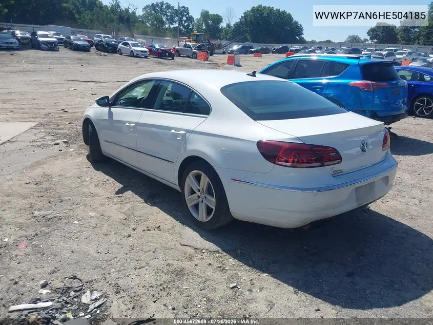 2017 Volkswagen Cc 2.0T Sport VIN: WVWKP7AN6HE504185 Lot: 45672609