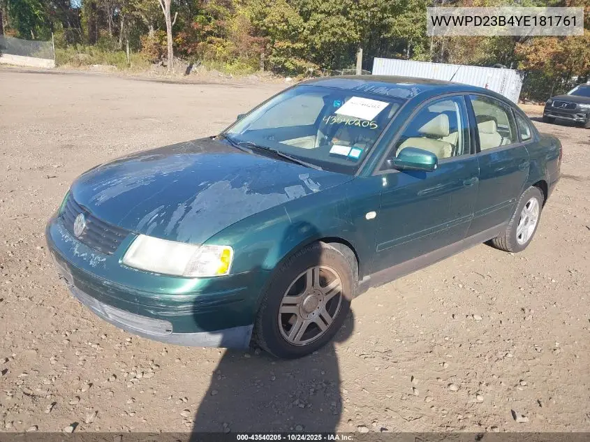 WVWPD23B4YE181761 2000 Volkswagen Passat Glx