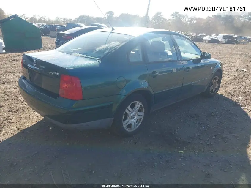 WVWPD23B4YE181761 2000 Volkswagen Passat Glx