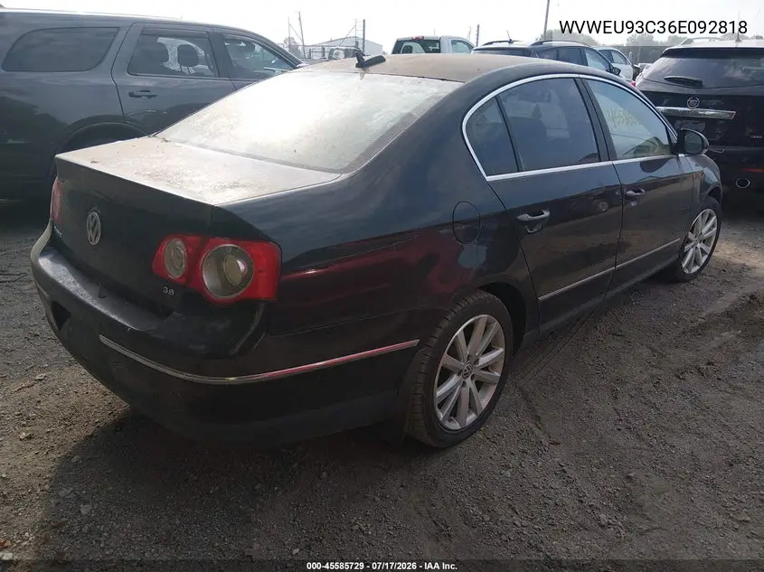 2006 Volkswagen Passat 3.6 VIN: WVWEU93C36E092818 Lot: 45585729