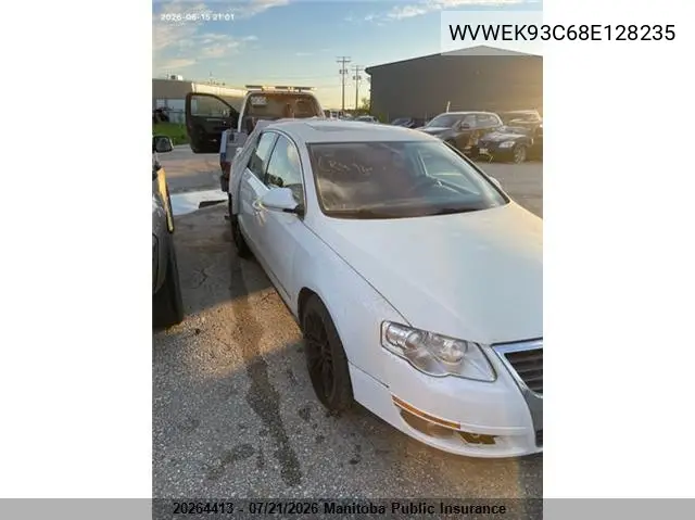 2008 Volkswagen Passat 2.0T VIN: WVWEK93C68E128235 Lot: 20264413