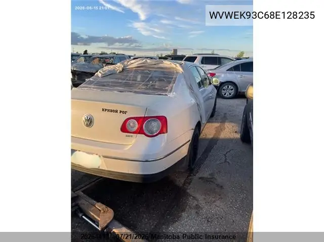 2008 Volkswagen Passat 2.0T VIN: WVWEK93C68E128235 Lot: 20264413