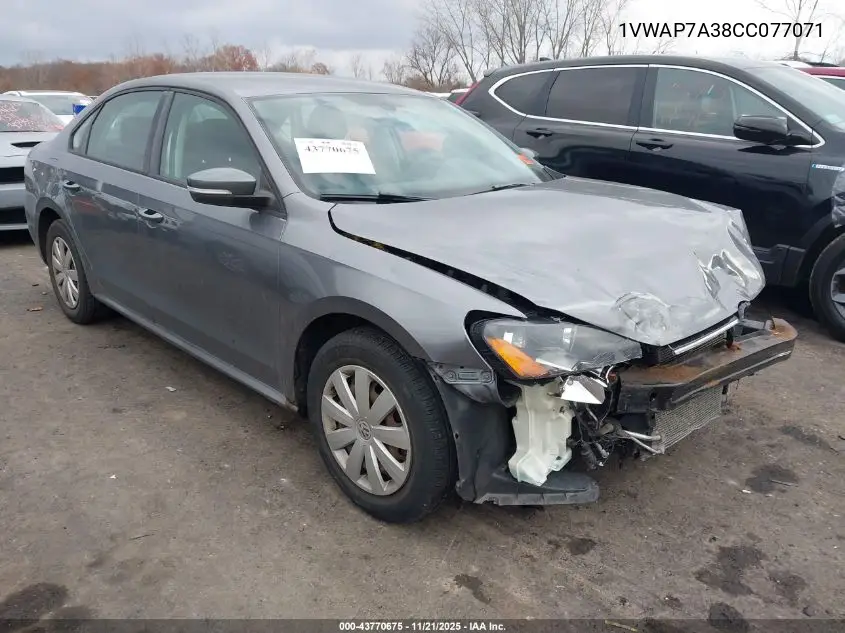 1VWAP7A38CC077071 2012 Volkswagen Passat 2.5L S