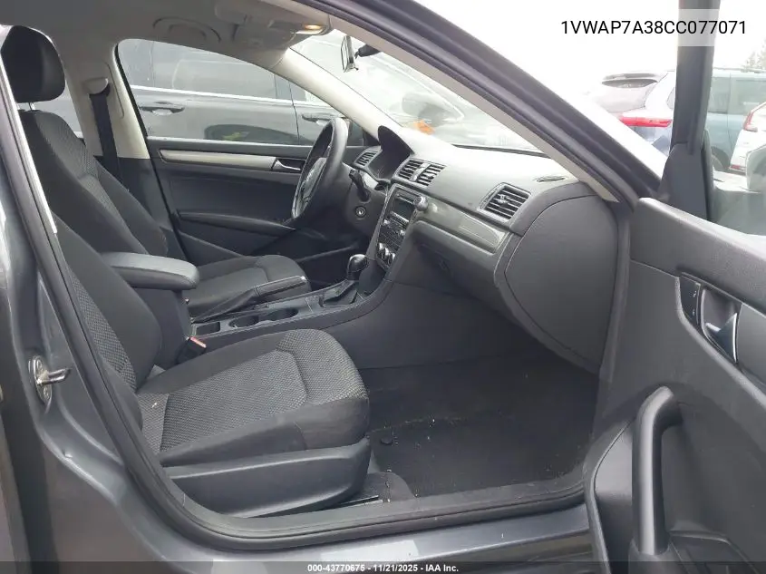 1VWAP7A38CC077071 2012 Volkswagen Passat 2.5L S