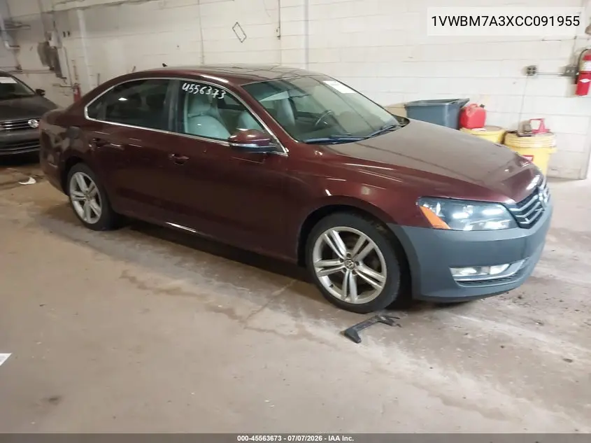 2012 Volkswagen Passat 3.6L V6 Se VIN: 1VWBM7A3XCC091955 Lot: 45563673