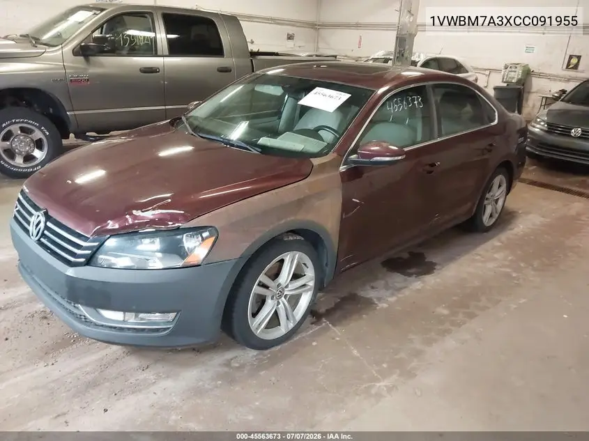 2012 Volkswagen Passat 3.6L V6 Se VIN: 1VWBM7A3XCC091955 Lot: 45563673