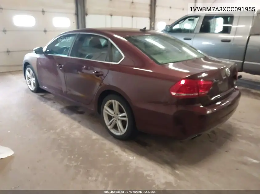 2012 Volkswagen Passat 3.6L V6 Se VIN: 1VWBM7A3XCC091955 Lot: 45563673