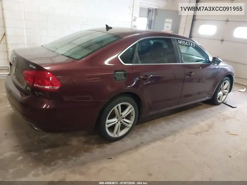 2012 Volkswagen Passat 3.6L V6 Se VIN: 1VWBM7A3XCC091955 Lot: 45563673