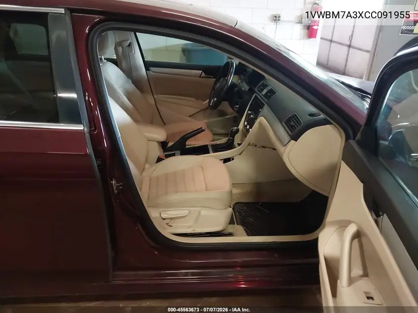 2012 Volkswagen Passat 3.6L V6 Se VIN: 1VWBM7A3XCC091955 Lot: 45563673
