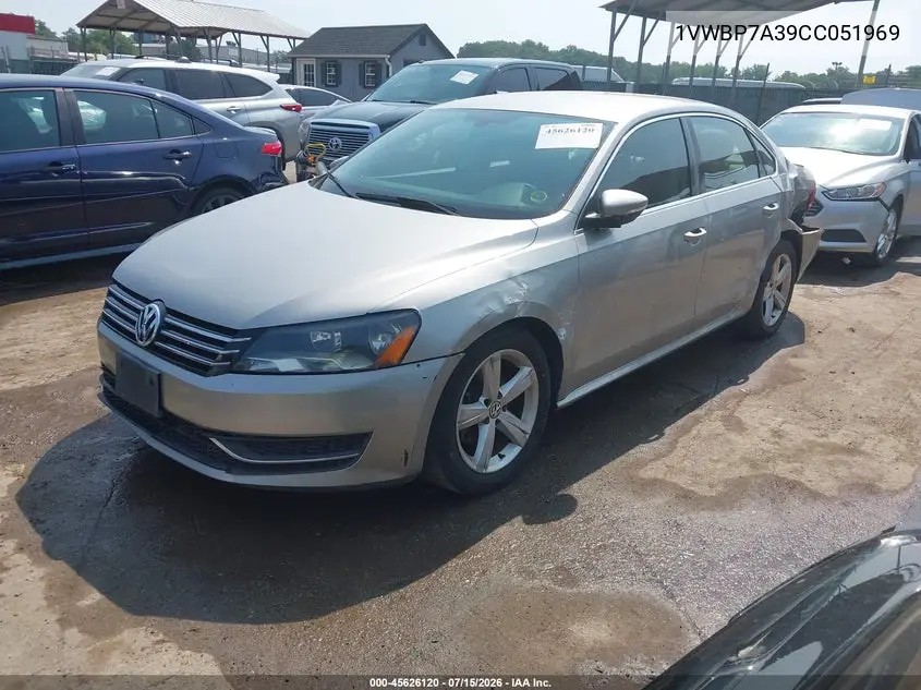 2012 Volkswagen Passat 2.5L Se VIN: 1VWBP7A39CC051969 Lot: 45626120