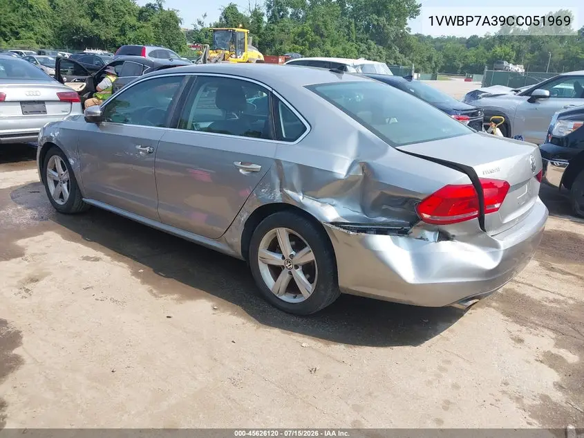 2012 Volkswagen Passat 2.5L Se VIN: 1VWBP7A39CC051969 Lot: 45626120