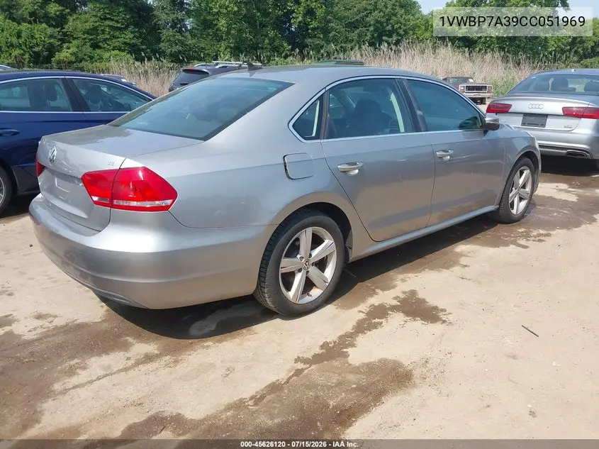 2012 Volkswagen Passat 2.5L Se VIN: 1VWBP7A39CC051969 Lot: 45626120