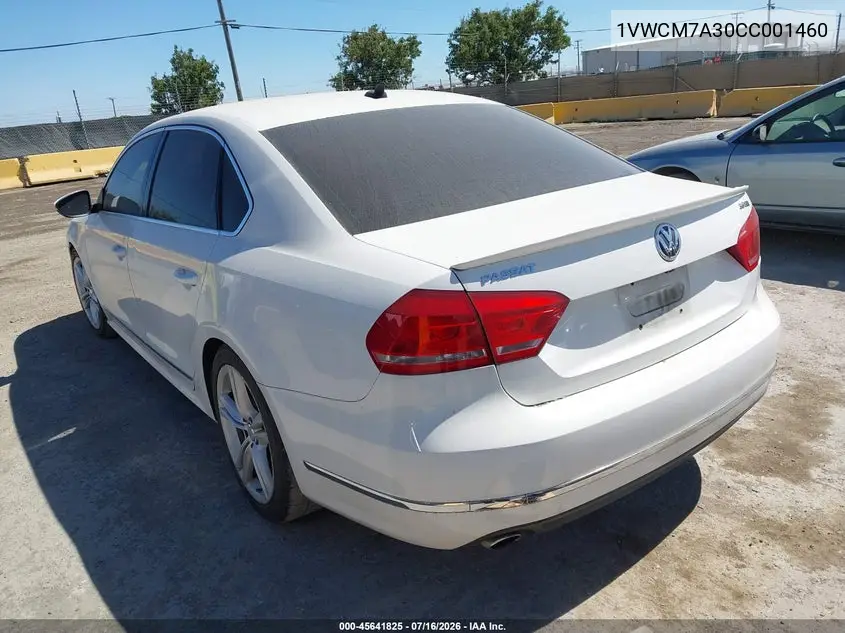 2012 Volkswagen Passat 3.6L V6 Sel Premium VIN: 1VWCM7A30CC001460 Lot: 45641825