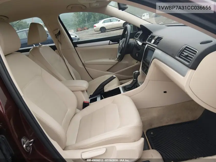 2012 Volkswagen Passat 2.5L Se VIN: 1VWBP7A31CC036656 Lot: 45656512