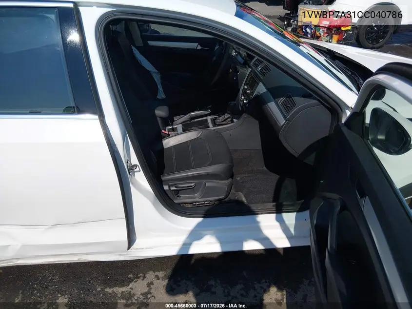 2012 Volkswagen Passat 2.5L Se VIN: 1VWBP7A31CC040786 Lot: 45660003