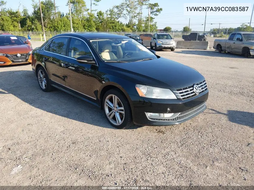 2012 Volkswagen Passat 2.0L Tdi Sel Premium VIN: 1VWCN7A39CC083587 Lot: 45660199