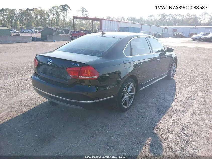 2012 Volkswagen Passat 2.0L Tdi Sel Premium VIN: 1VWCN7A39CC083587 Lot: 45660199
