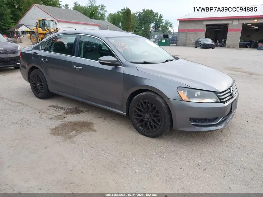 2012 Volkswagen Passat 2.5L Se VIN: 1VWBP7A39CC094885 Lot: 45669236