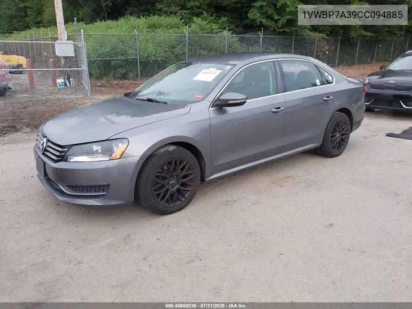 2012 Volkswagen Passat 2.5L Se VIN: 1VWBP7A39CC094885 Lot: 45669236