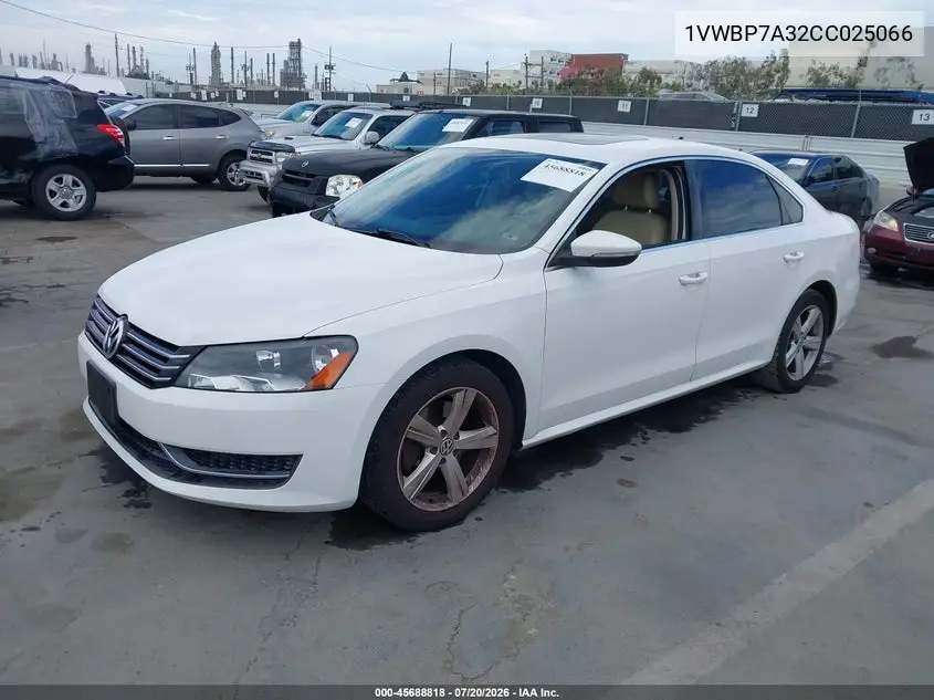 2012 Volkswagen Passat 2.5L Se VIN: 1VWBP7A32CC025066 Lot: 45688818