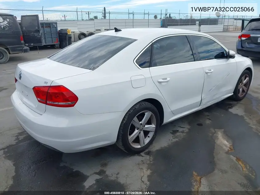 2012 Volkswagen Passat 2.5L Se VIN: 1VWBP7A32CC025066 Lot: 45688818