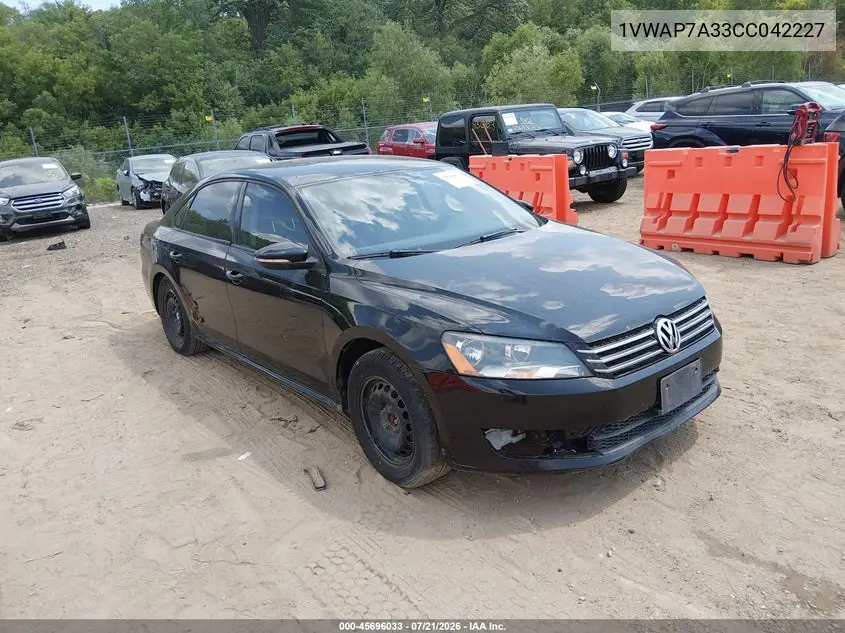 2012 Volkswagen Passat 2.5L S VIN: 1VWAP7A33CC042227 Lot: 45696033