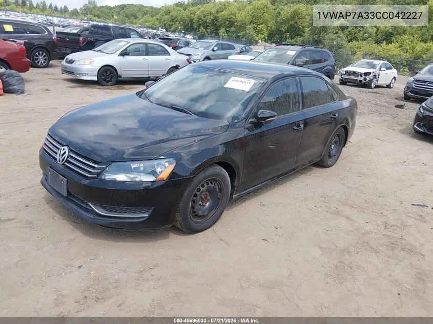 2012 Volkswagen Passat 2.5L S VIN: 1VWAP7A33CC042227 Lot: 45696033