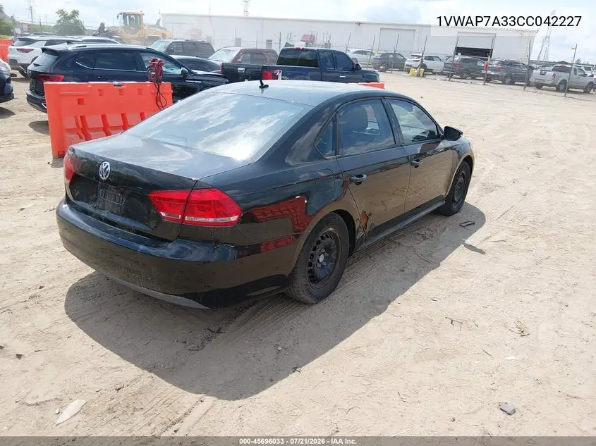 2012 Volkswagen Passat 2.5L S VIN: 1VWAP7A33CC042227 Lot: 45696033
