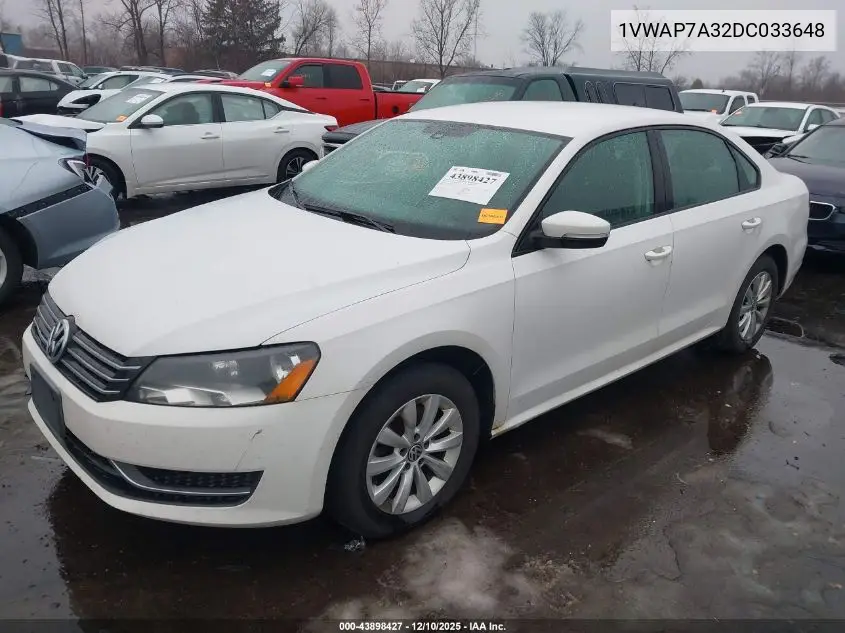 1VWAP7A32DC033648 2013 Volkswagen Passat S
