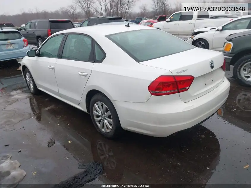 1VWAP7A32DC033648 2013 Volkswagen Passat S