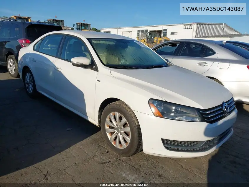 2013 Volkswagen Passat 2.5L Wolfsburg Edition VIN: 1VWAH7A35DC143087 Lot: 45216842