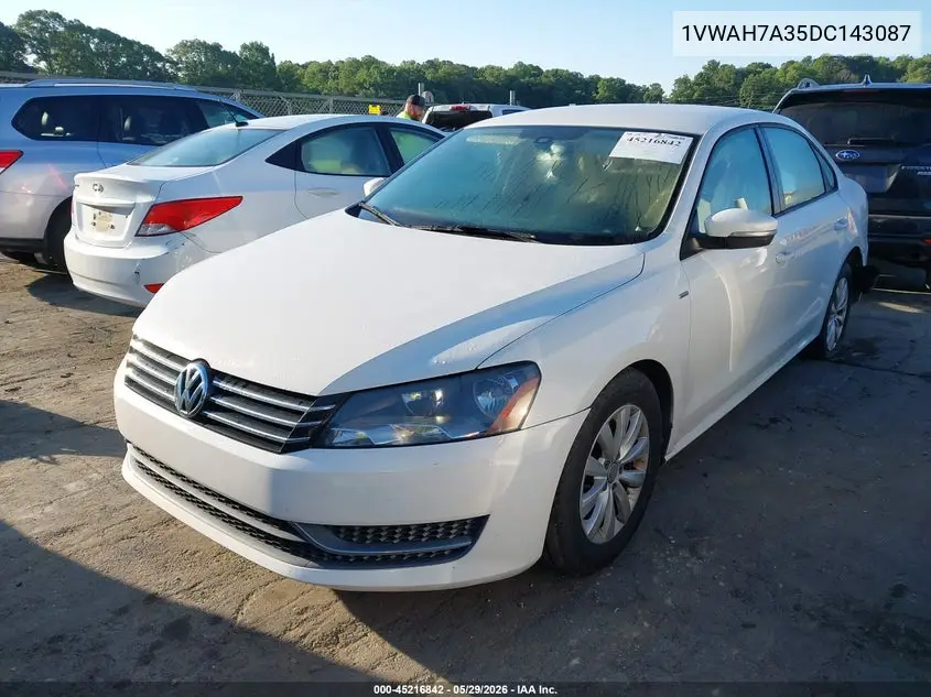 2013 Volkswagen Passat 2.5L Wolfsburg Edition VIN: 1VWAH7A35DC143087 Lot: 45216842
