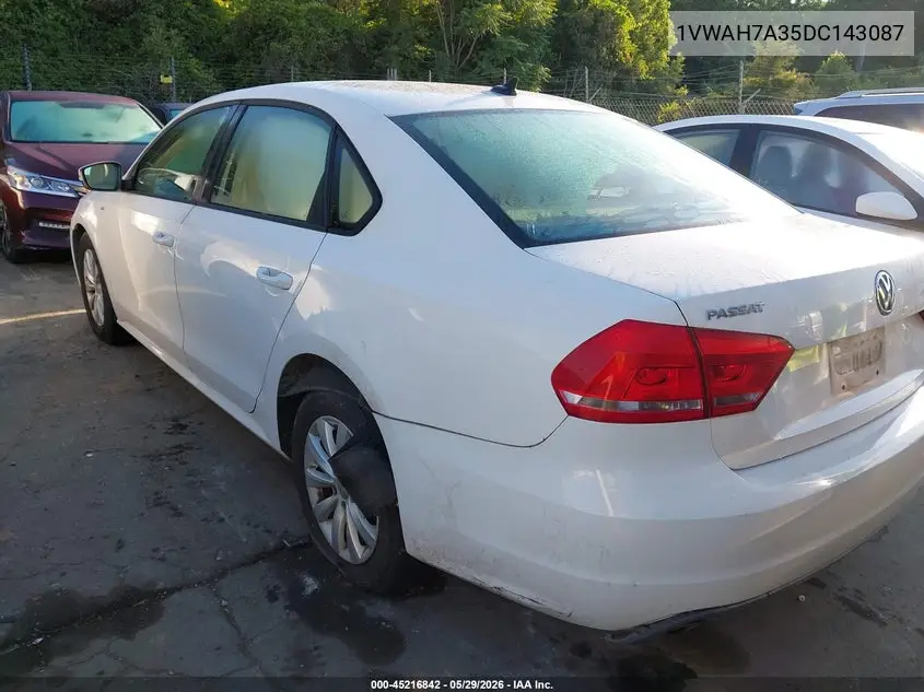 2013 Volkswagen Passat 2.5L Wolfsburg Edition VIN: 1VWAH7A35DC143087 Lot: 45216842