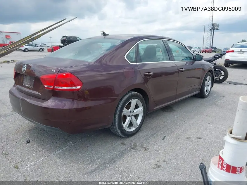 2013 Volkswagen Passat 2.5L Se VIN: 1VWBP7A38DC095009 Lot: 45401240