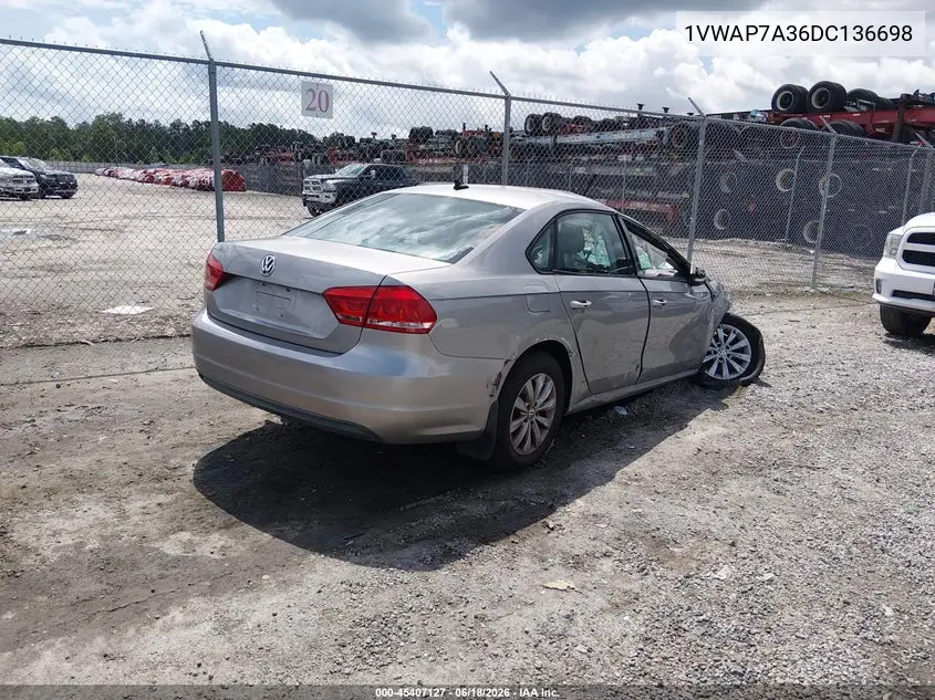 2013 Volkswagen Passat 2.5L Wolfsburg Edition VIN: 1VWAP7A36DC136698 Lot: 45407127