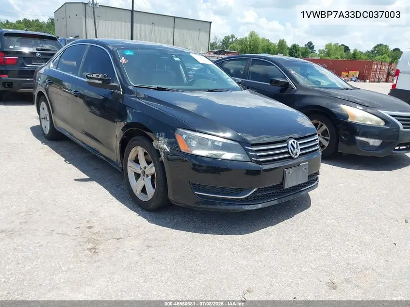 2013 Volkswagen Passat 2.5L Se VIN: 1VWBP7A33DC037003 Lot: 45560681