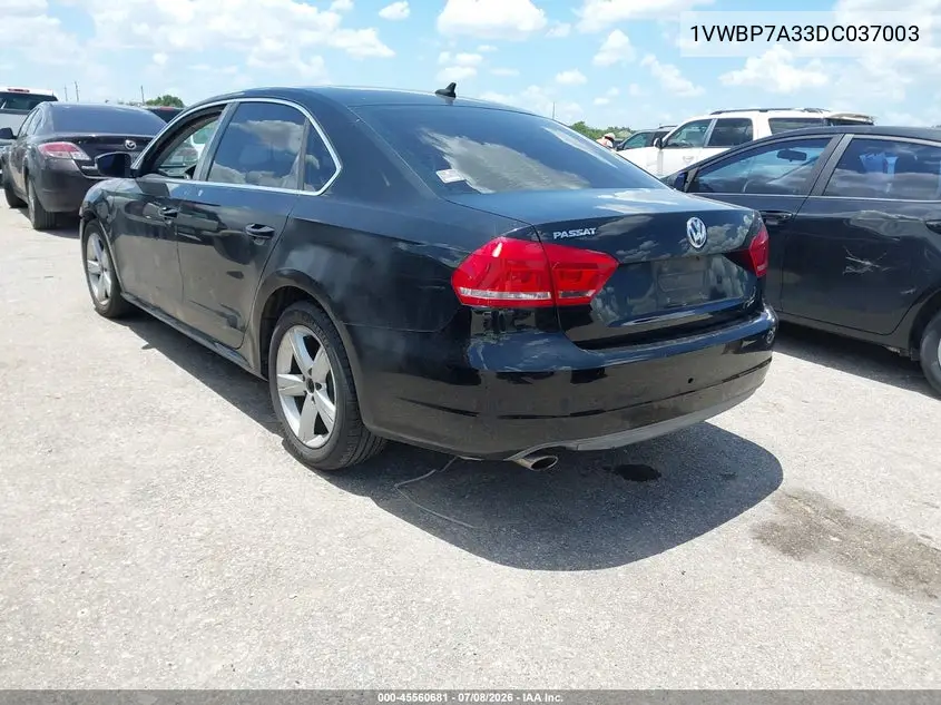 2013 Volkswagen Passat 2.5L Se VIN: 1VWBP7A33DC037003 Lot: 45560681