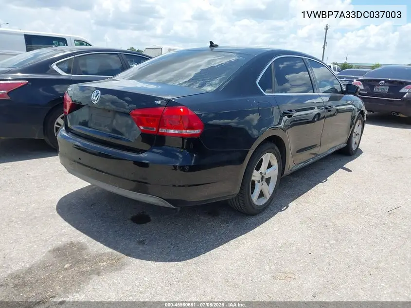 2013 Volkswagen Passat 2.5L Se VIN: 1VWBP7A33DC037003 Lot: 45560681