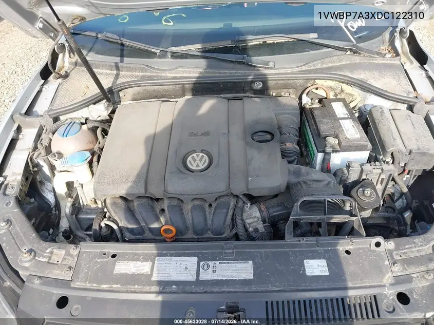 2013 Volkswagen Passat 2.5L Se VIN: 1VWBP7A3XDC122310 Lot: 45633028