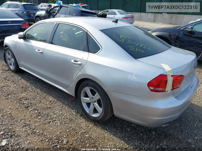 2013 Volkswagen Passat 2.5L Se VIN: 1VWBP7A3XDC122310 Lot: 45633028