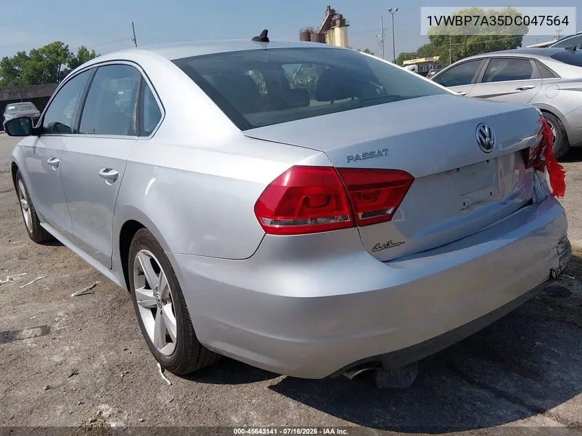 2013 Volkswagen Passat 2.5L Se VIN: 1VWBP7A35DC047564 Lot: 45643141