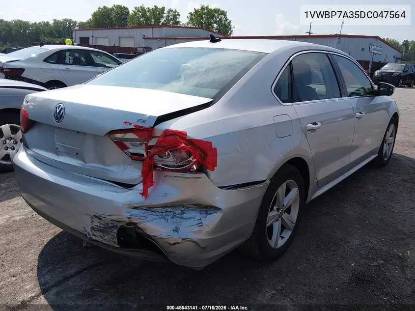 2013 Volkswagen Passat 2.5L Se VIN: 1VWBP7A35DC047564 Lot: 45643141