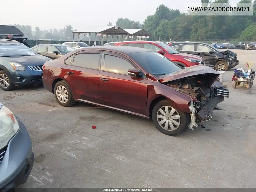 2013 Volkswagen Passat 2.5L S VIN: 1VWAP7A30DC056071 Lot: 45659024